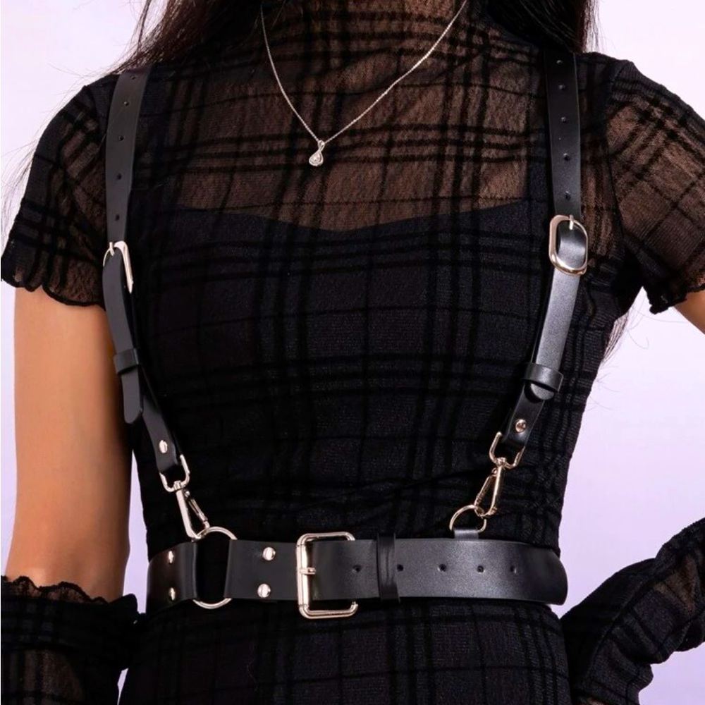 Black Harness Underbust Suspender O Ring Belt New